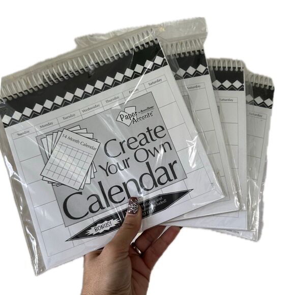 4 Paper Accents NIP DIY 14 Month Create Your Own Calendar Acid Free Spiral Bound - Picture 1 of 4